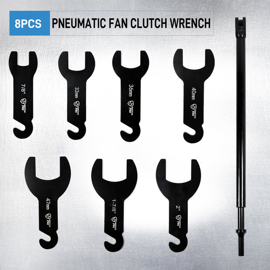 Pneumatic Fan Clutch Wrench Set, 8Pcs, 7/8"-2"