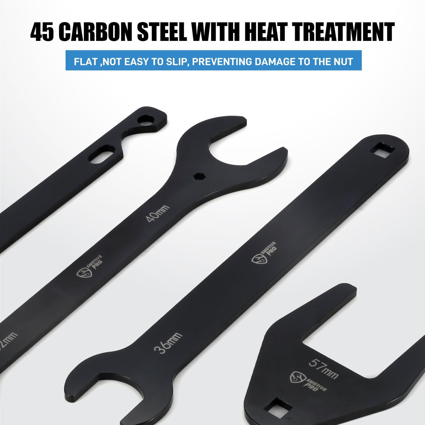 4-Piece Fan Clutch Removal Tool Kit, 32mm 36mm 40mm 57mm Fan Clutch Wrench and 15" Water Pump Pulley Holder Removal Tool for BMW, Ford, GM, Dodge,Jeep