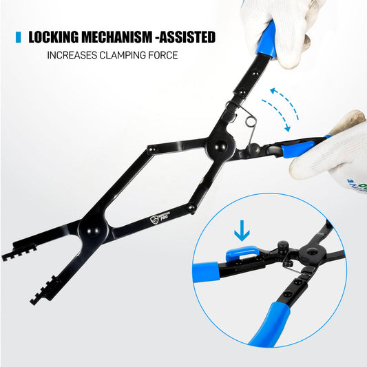 17" Long Reach Hose Clamp Pliers with Locking Mechanism, Extra Long Reach Hose Clamp Pliers for Hard-to-Reach Hoses