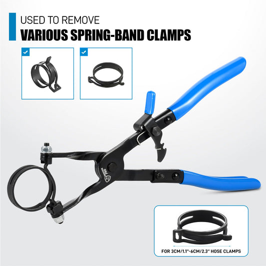 11 Inch Hose Clamp Plier, Hose Clamp Tool with Locking Assist & Swivel Flat Band for Removal and Installation Spring Hose Clamps