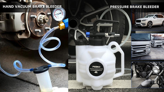 Hand vacuum brake bleeder and pressure brake bleeder comparison for brake fluid service