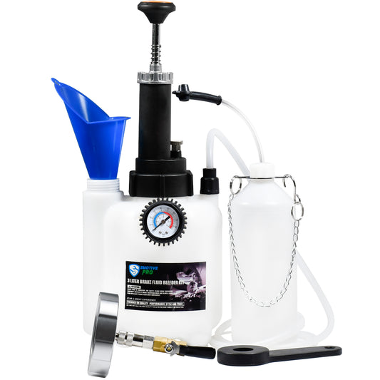 3L Manual Brake Bleeder Fluid Pump and 1L Waste Oil Bottle, A1 (78.6mm) aluminum master cylinder adapter