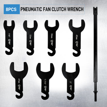 Pneumatic Fan Clutch Wrench Set, 8Pcs, 7/8"-2"