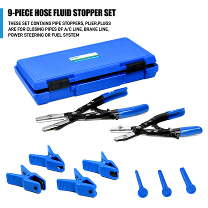 9-Piece Professional Hose Fluid Stopper & Fuel Line Clamp Kit