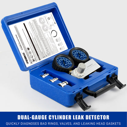 Cylinder Leak Tester Kit, Dual-Gauge 0-100PSI/700kPa