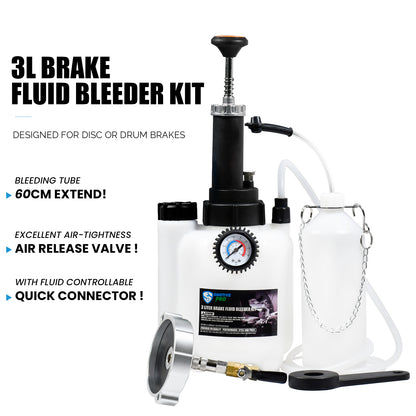 3L Manual Brake Bleeder Fluid Pump Universal (78mm) aluminum master cylinder adapter