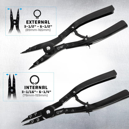 16" Snap Ring Pliers Set, 2 Piece Internal and External Snap-Ring Pliers Tool Set
