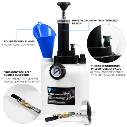 3L Manual Brake Bleeder Fluid Pump and 1L Waste Oil Bottle, A1 (78.6mm) aluminum master cylinder adapter