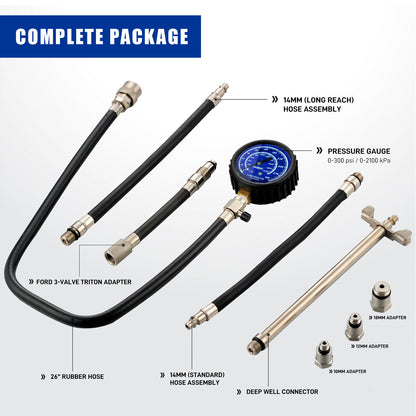Engine Compression Tester Kit | 0-300 psi/20.7 Bar | Cylinder Compression Gauge