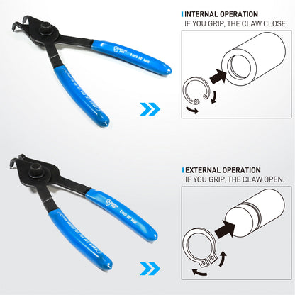 8-Piece Heavy Duty Convertible Internal External Snap Ring Pliers Set
