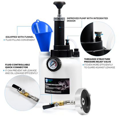 3L Manual Brake Bleeder Fluid Pump Universal (78mm) aluminum master cylinder adapter