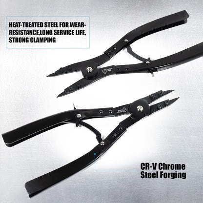 16" Snap Ring Pliers Set, 2 Piece Internal and External Snap-Ring Pliers Tool Set