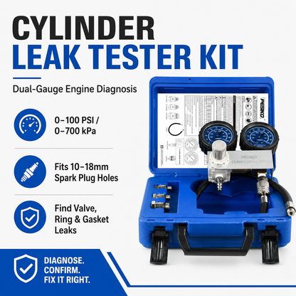Cylinder Leak Tester Kit, Dual-Gauge 0-100PSI/700kPa