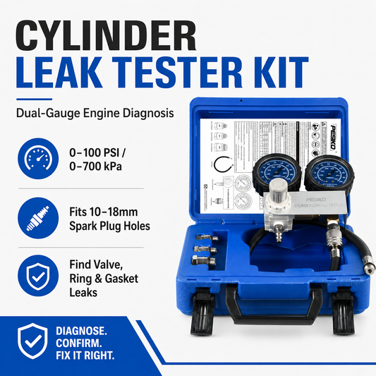 Cylinder Leak Tester Kit, Dual-Gauge 0-100PSI/700kPa