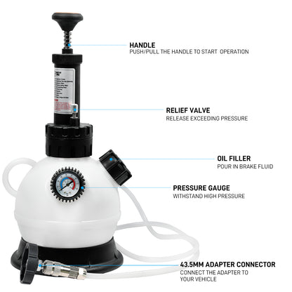 2L Manual Brake Bleeder Fluid Pump 50.7mm adapter
