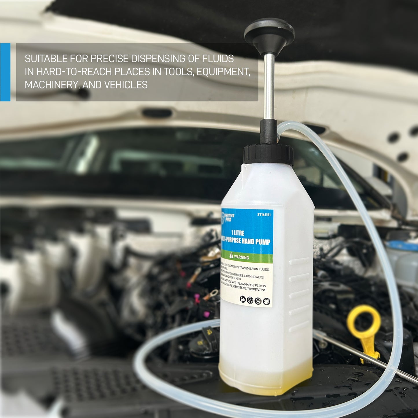 SMOTIVEPRO 1.05 Quart / 1 Liter Multi-Purpose Oil Pump, Hand Fluid Transfer Pump for Engine, Transmission and Gear Oils, Precision Fluid Dispensing in Tight Spaces