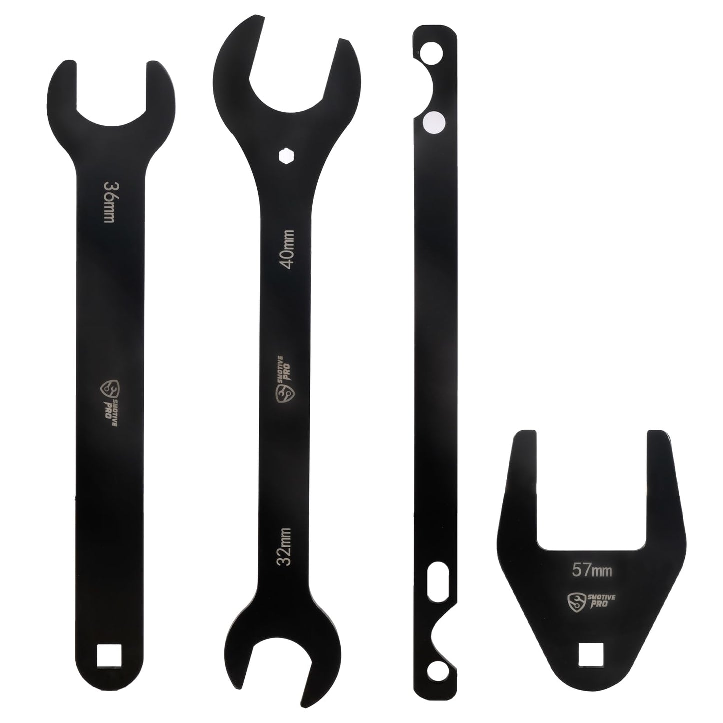 4-Piece Fan Clutch Removal Tool Kit, 32mm 36mm 40mm 57mm Fan Clutch Wrench and 15" Water Pump Pulley Holder Removal Tool for BMW, Ford, GM, Dodge,Jeep