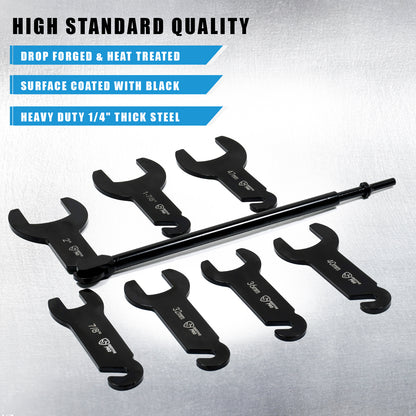 Pneumatic Fan Clutch Wrench Set, 8Pcs, 7/8"-2"