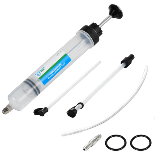 500CC Fluid Extractor Pump, Automotive Fluid Change Syringe with a 42CM PU Long Hose & 2pcs 22CM PVC Extension Tubes