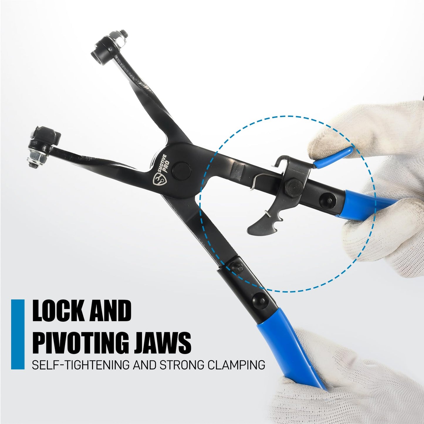 11 Inch Hose Clamp Plier, Hose Clamp Tool with Locking Assist & Swivel Flat Band for Removal and Installation Spring Hose Clamps