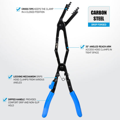 35 Degree Long Hose Clamp Pliers with Locking Mechanism