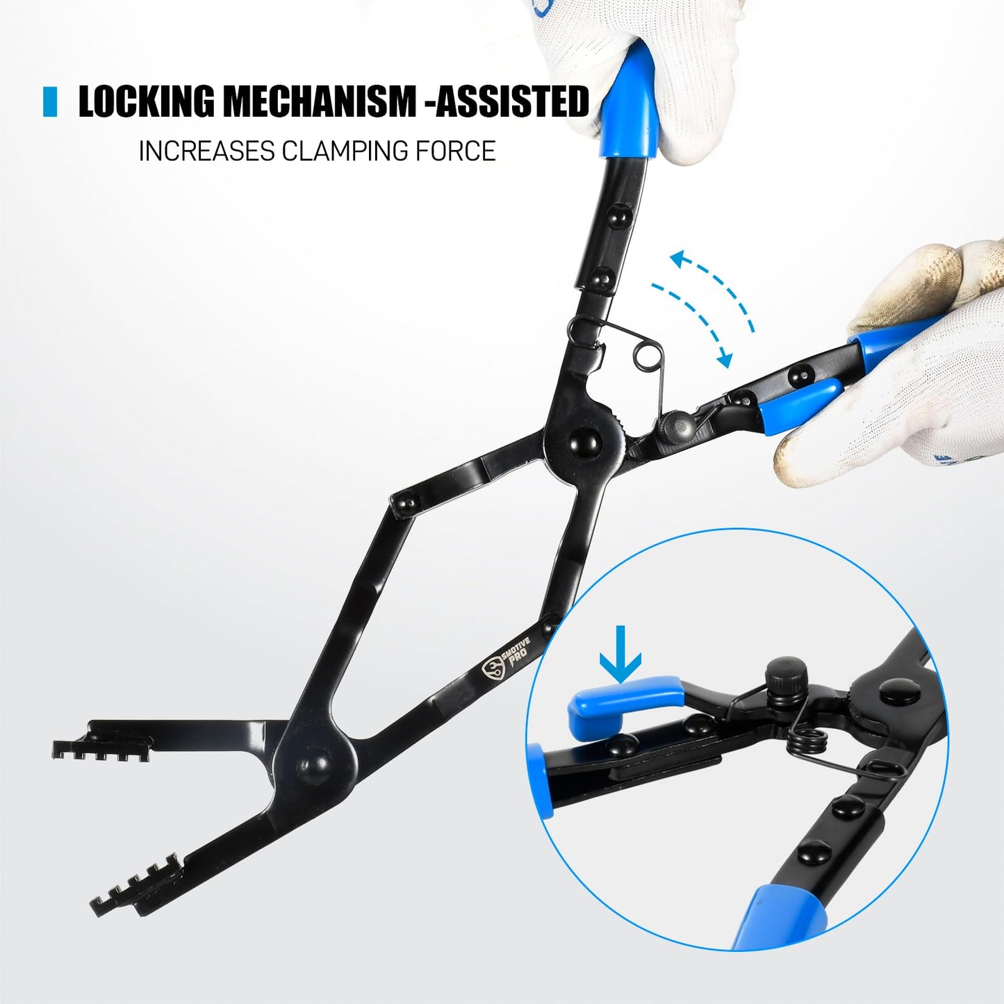 35 Degree Long Hose Clamp Pliers with Locking Mechanism, Extra Long Reach Hose Clamp Pliers for Hard-to-Reach Hoses