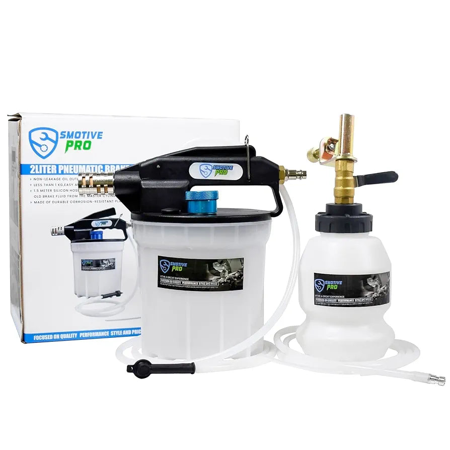 Pneumatic 2L Vacuum Brake Bleeder Fluid Extractor Pump Kit,Hands-Free Operation Air Pressure Brake Bleeder Tool with Adapters & 1L Refilling Bottle
