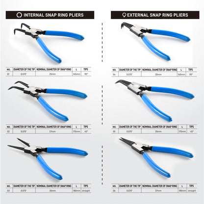 Precision 6PCS 7" Snap Ring Pliers Set