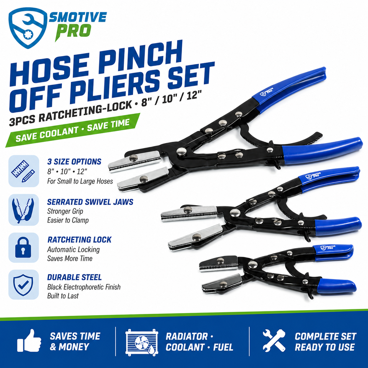 3pcs Ratcheting Hose Pinch Off Pliers Set