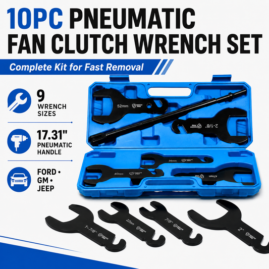 10Pcs Pneumatic Fan Clutch Wrench Set Removal Tool Kit