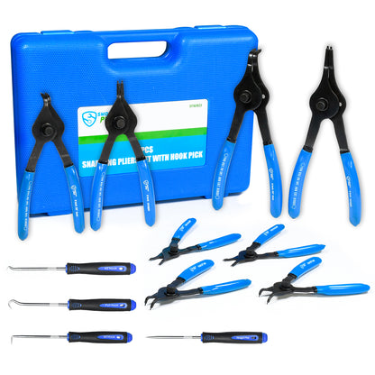 8-Piece Heavy Duty Convertible Internal External Snap Ring Pliers Set
