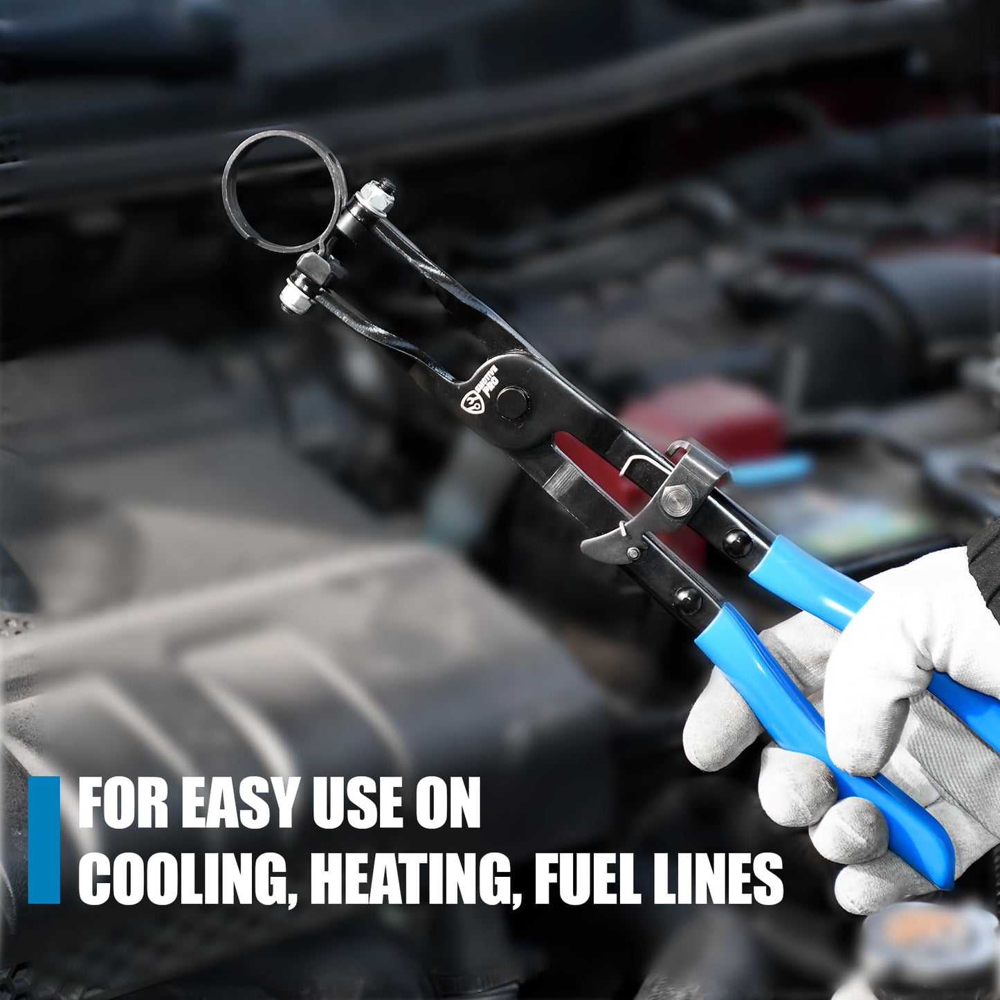 11 Inch Hose Clamp Plier, Hose Clamp Tool with Locking Assist & Swivel Flat Band for Removal and Installation Spring Hose Clamps