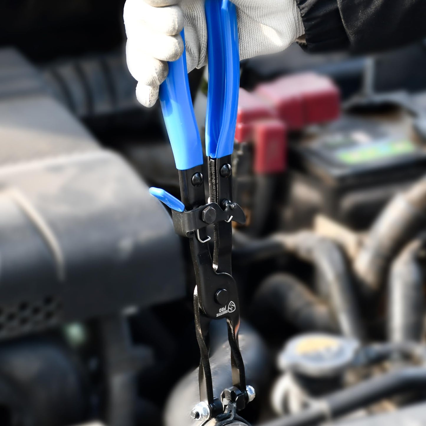 11 Inch Hose Clamp Plier, Hose Clamp Tool with Locking Assist & Swivel Flat Band for Removal and Installation Spring Hose Clamps