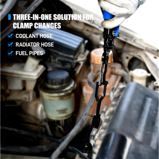 35 Degree Long Hose Clamp Pliers with Locking Mechanism, Extra Long Reach Hose Clamp Pliers for Hard-to-Reach Hoses