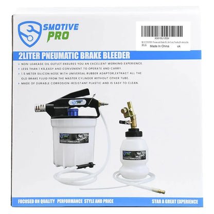 Pneumatic 2L Vacuum Brake Bleeder Fluid Extractor Pump Kit,Hands-Free Operation Air Pressure Brake Bleeder Tool with Adapters & 1L Refilling Bottle