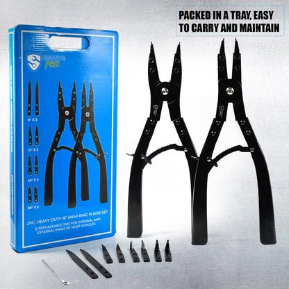 16" Snap Ring Pliers Set, 2 Piece Internal and External Snap-Ring Pliers Tool Set