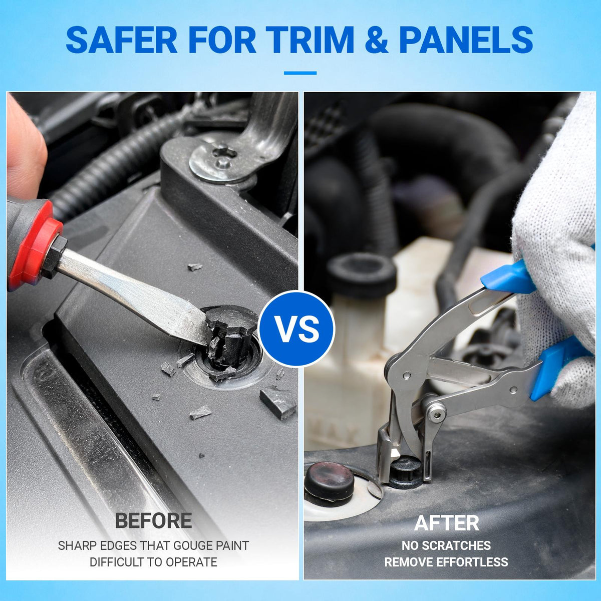 Comparison for safer automotive trim and panel removal