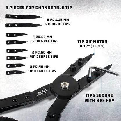 16" Snap Ring Pliers Set, 2 Piece Internal and External Snap-Ring Pliers Tool Set