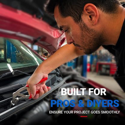 Red automotive clip removal tool set for DIY and professional repairs